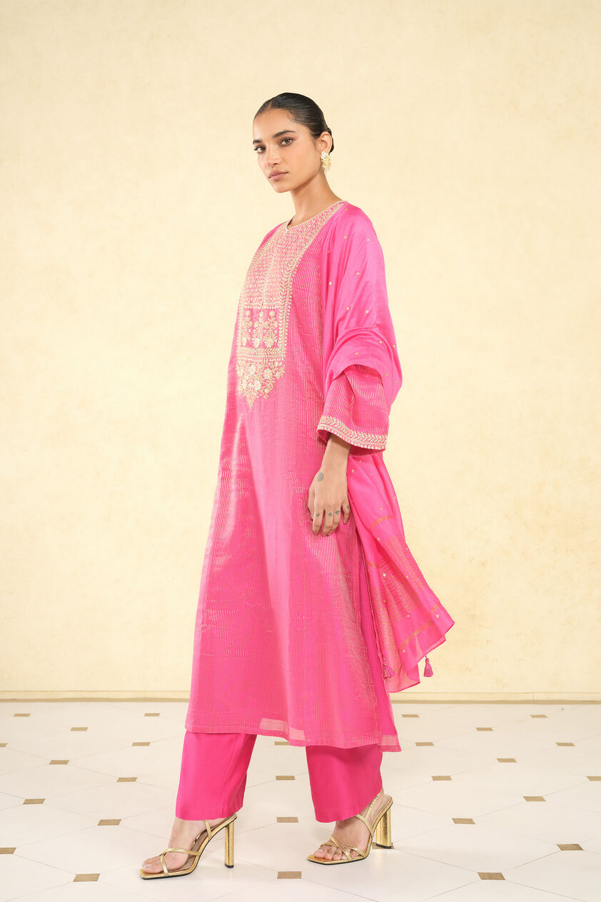 Ranjika Handwoven Maheshwari Suit Set - Pink, Pink, image 3
